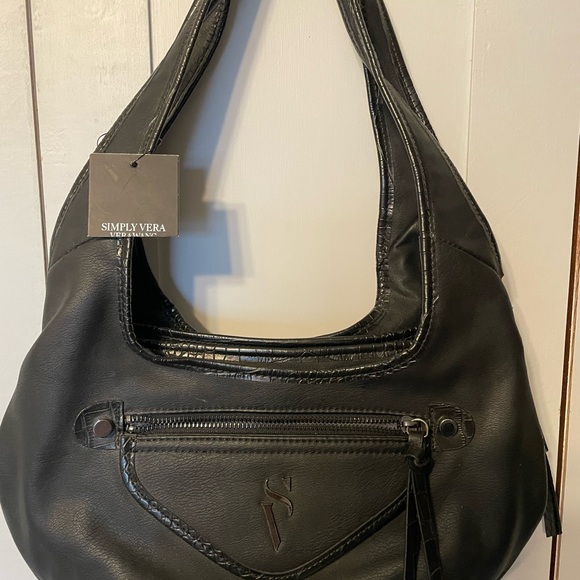 Simply Vera Vera Wang Handbags - Simply Vera  Wang Sleek Black Hobo Bag